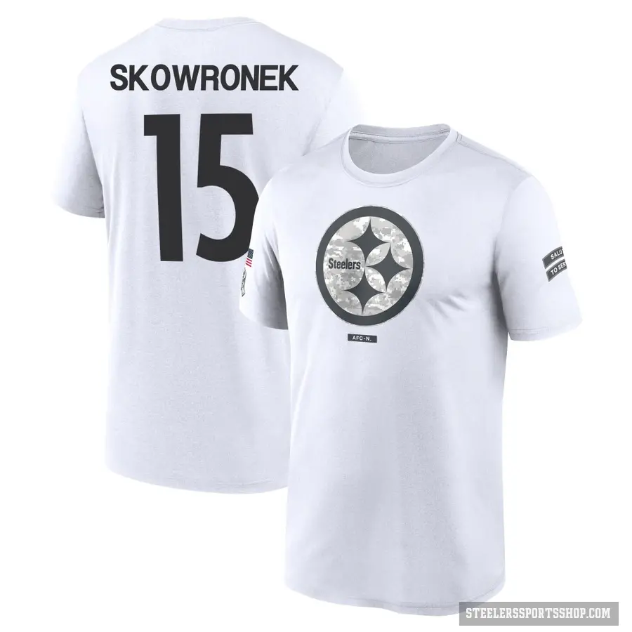 Youth ＃15 Ben Skowronek Pittsburgh Steelers White 2024 Salute to Service Performance T-Shirt
