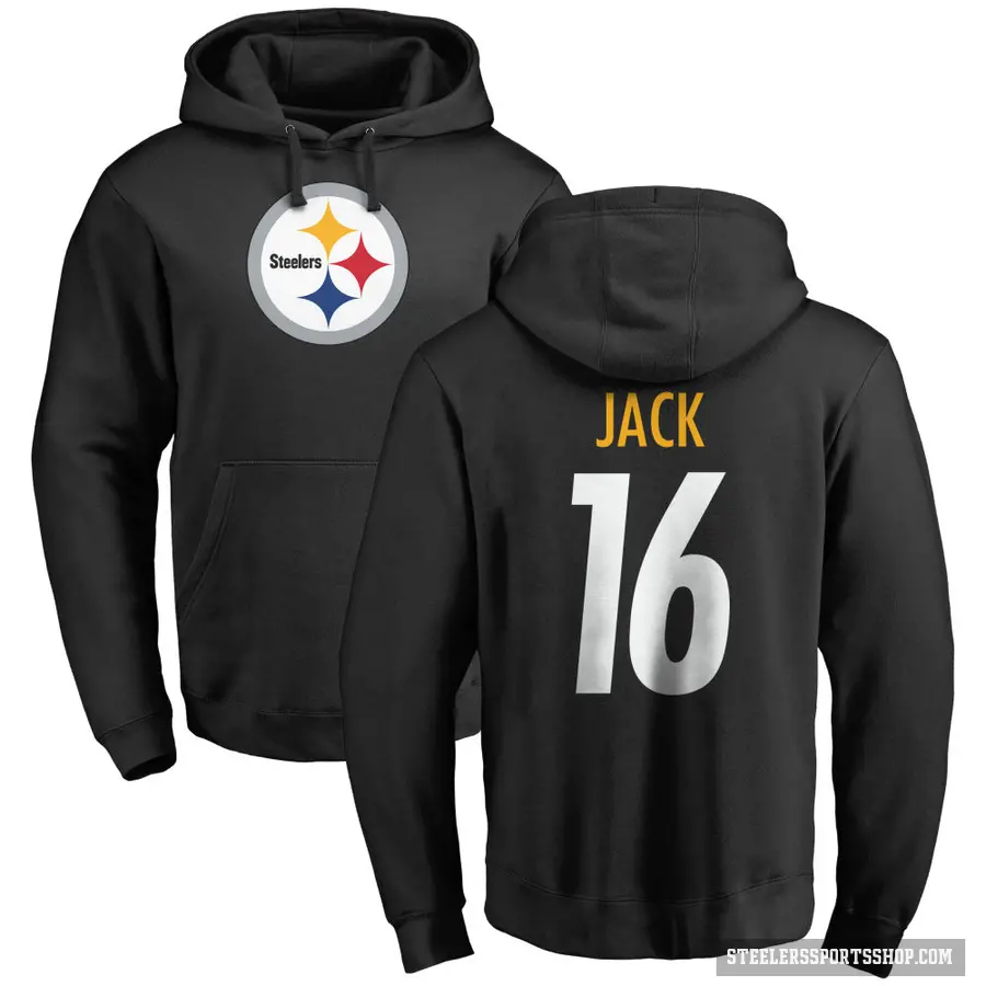 Youth ＃16 Myles Jack Pittsburgh Steelers Black Pro Line Logo Pullover Hoodie
