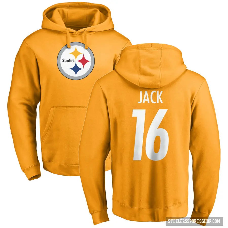 Youth ＃16 Myles Jack Pittsburgh Steelers Gold Pro Line Name & Number Logo Pullover Hoodie