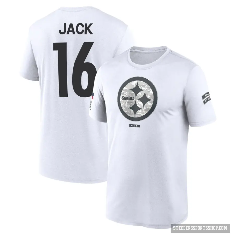 Youth ＃16 Myles Jack Pittsburgh Steelers White 2024 Salute to Service Performance T-Shirt