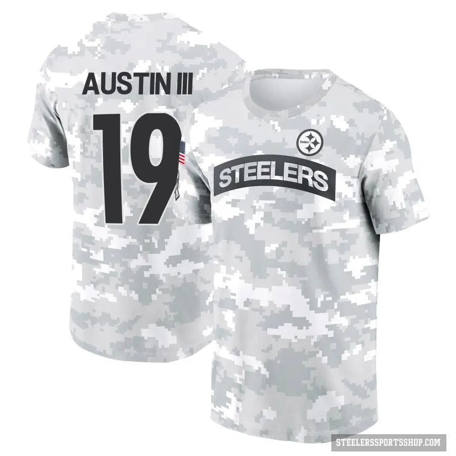 Youth ＃19 Calvin Austin III Pittsburgh Steelers Camo Arctic 2024 Salute to Service Performance T-Shirt