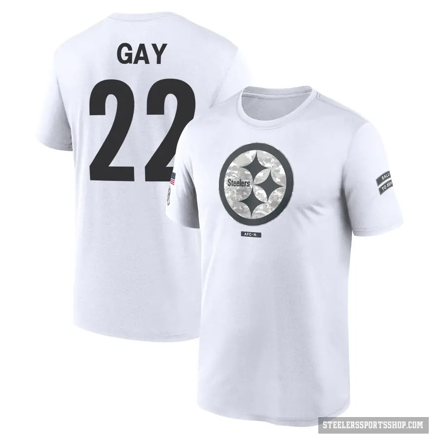 Youth ＃22 William Gay Pittsburgh Steelers White 2024 Salute to Service Performance T-Shirt