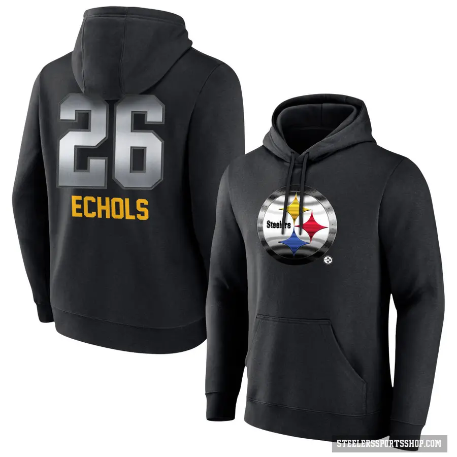 Youth ＃26 Brandin Echols Pittsburgh Steelers Black Midnight Mascot Pullover Hoodie