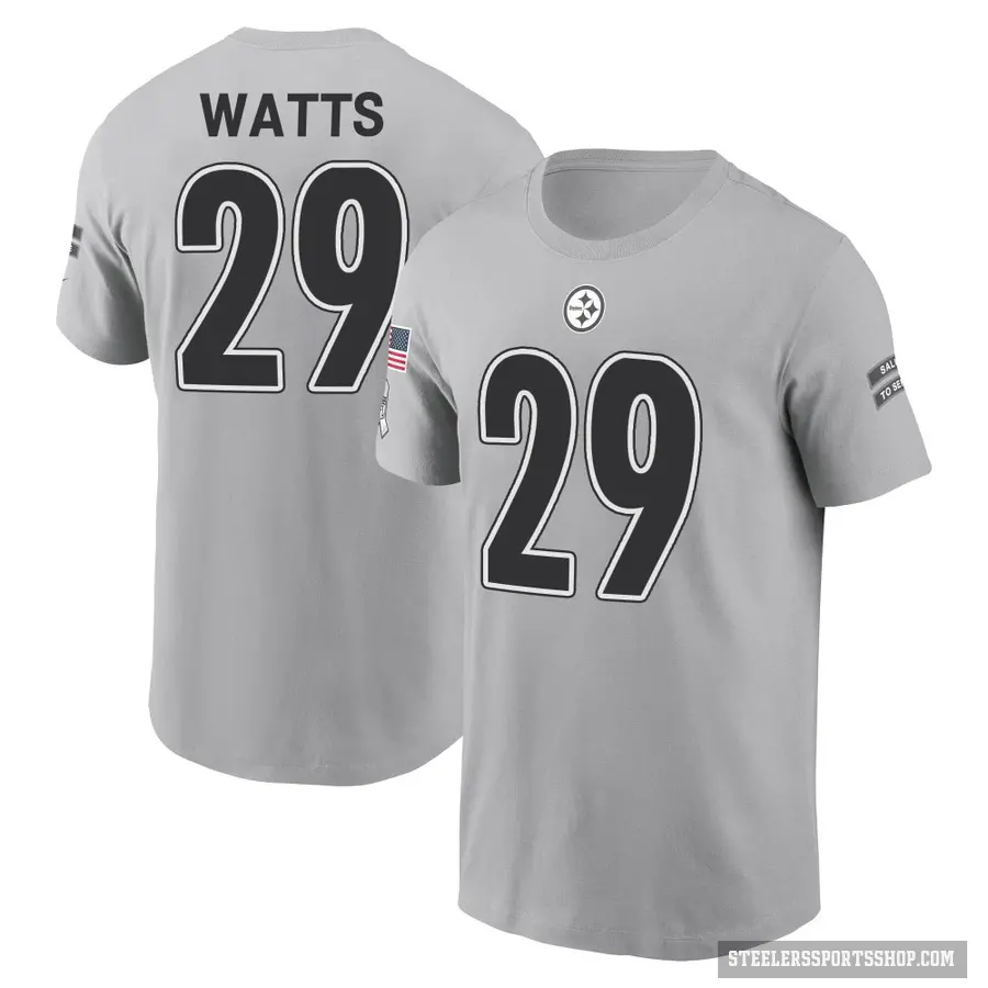 Youth ＃29 Ryan Watts Pittsburgh Steelers Gray 2024 Salute to Service T-Shirt