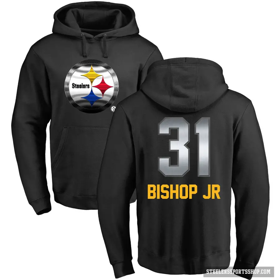 Youth ＃31 Beanie Bishop Jr. Pittsburgh Steelers Black Midnight Mascot Pullover Hoodie