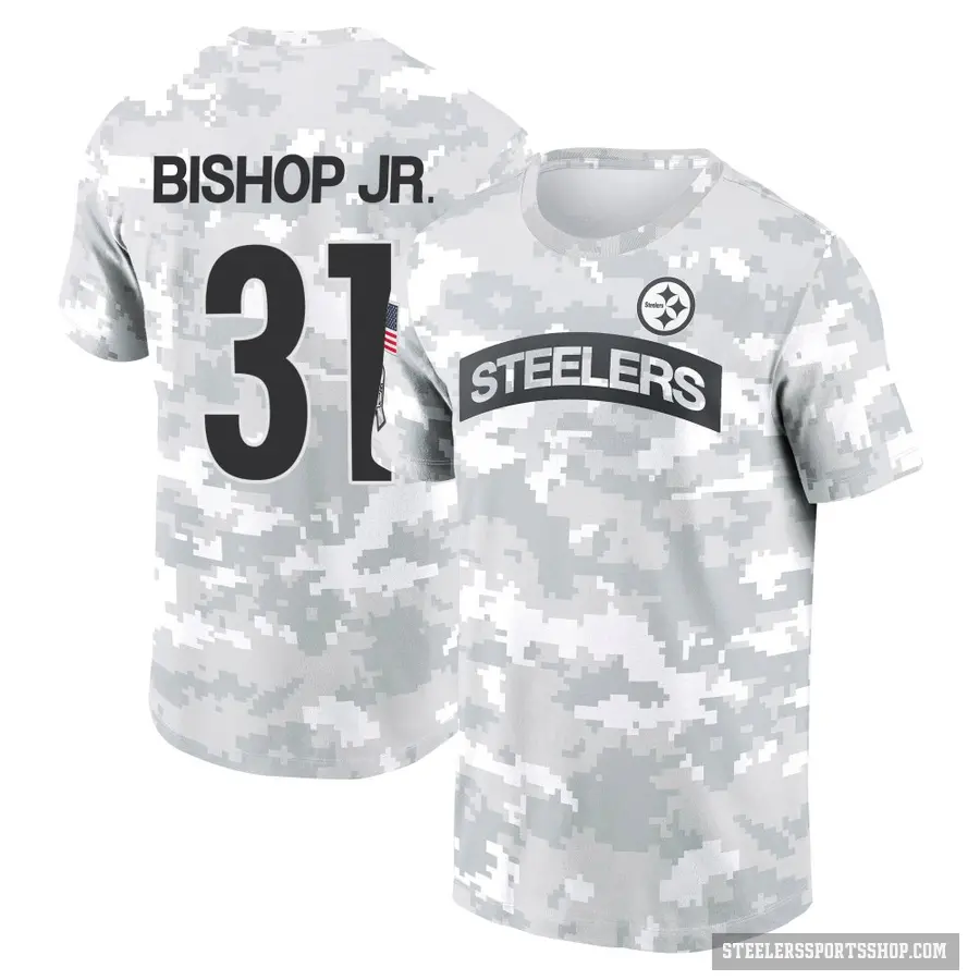Youth ＃31 Beanie Bishop Jr. Pittsburgh Steelers Camo Arctic 2024 Salute to Service Performance T-Shirt