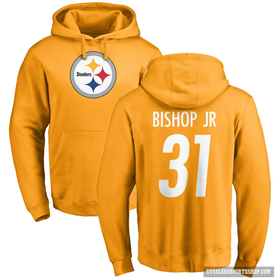 Youth ＃31 Beanie Bishop Jr. Pittsburgh Steelers Gold Pro Line Name & Number Logo Pullover Hoodie