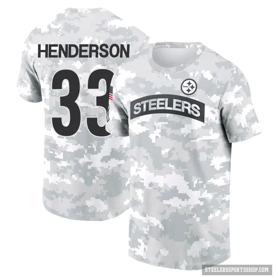 Youth ＃33 C.J. Henderson Pittsburgh Steelers Camo Arctic 2024 Salute to Service Performance T-Shirt