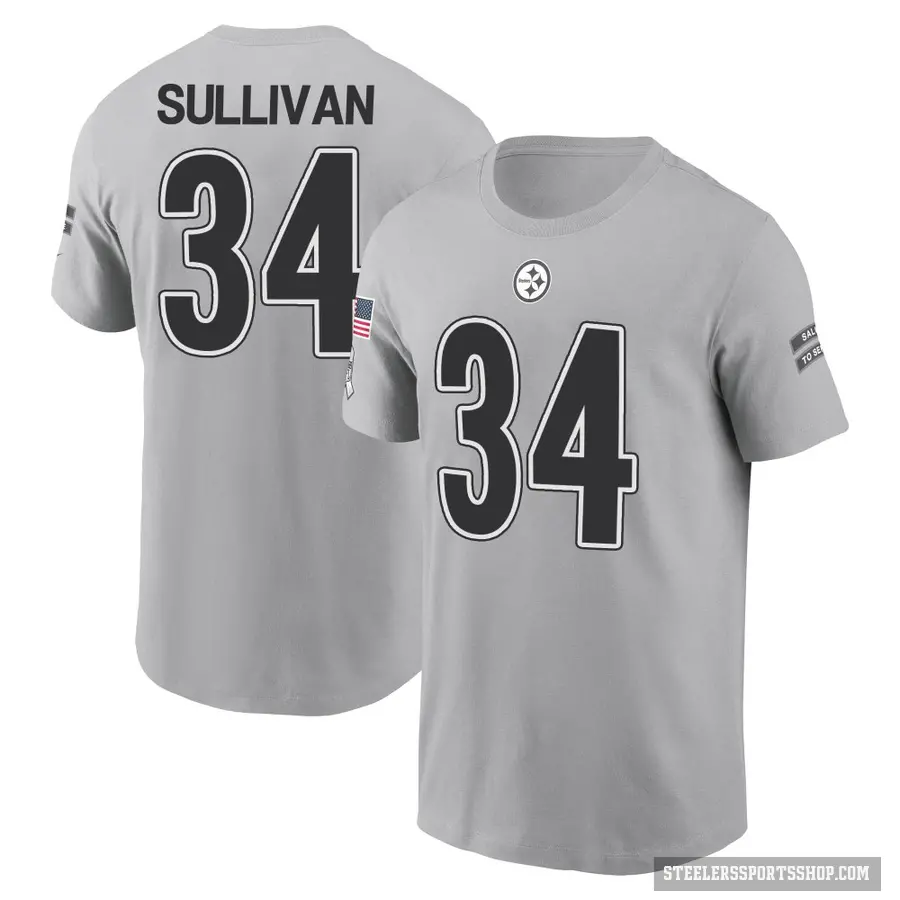 Youth ＃34 Chandon Sullivan Pittsburgh Steelers Gray 2024 Salute to Service T-Shirt