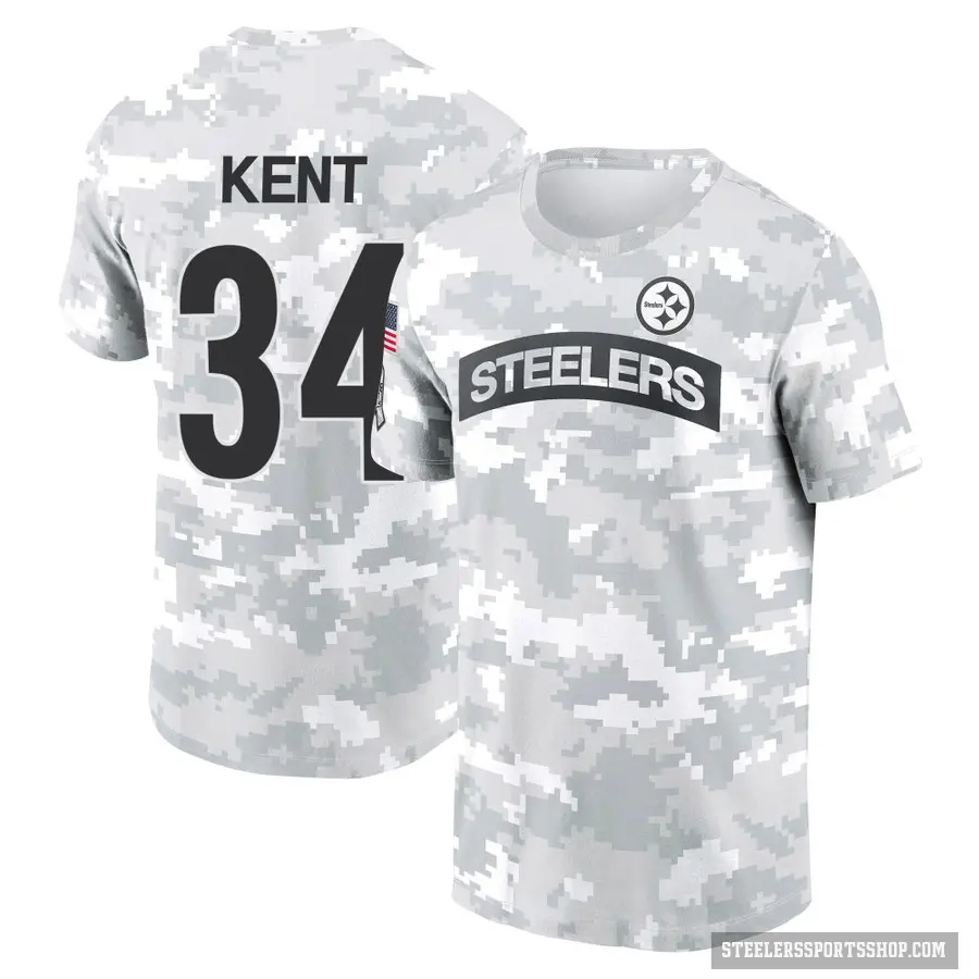 Youth ＃34 Donte Kent Pittsburgh Steelers Camo Arctic 2024 Salute to Service Performance T-Shirt