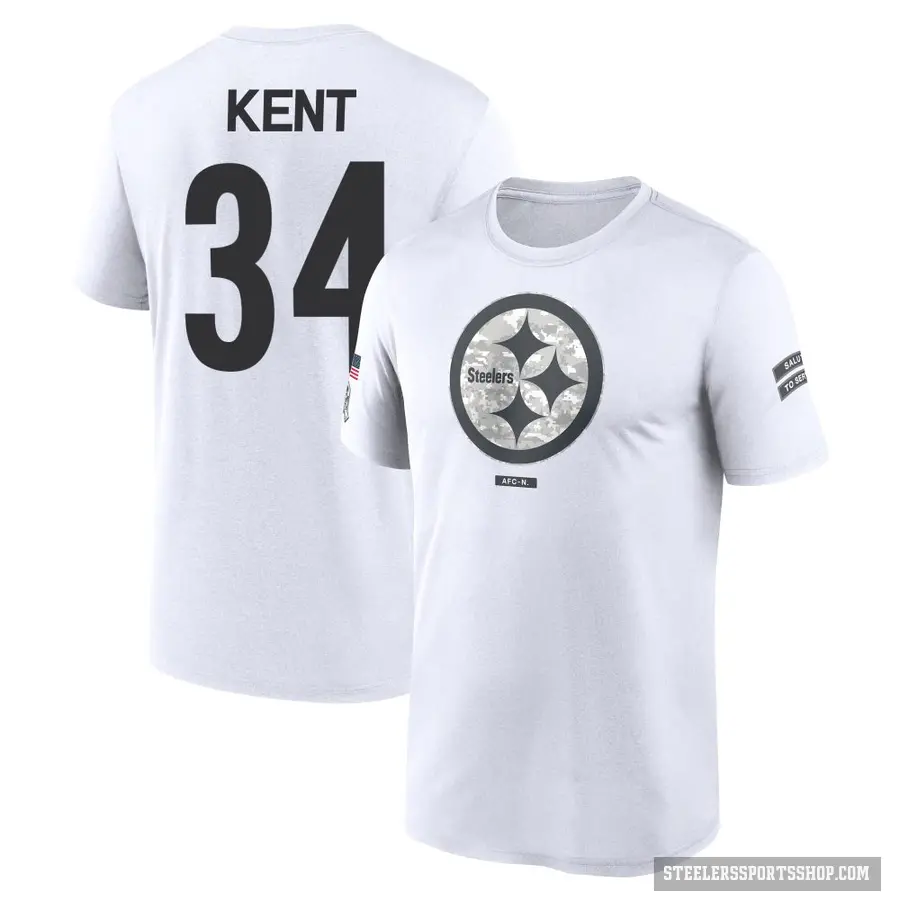 Youth ＃34 Donte Kent Pittsburgh Steelers White 2024 Salute to Service Performance T-Shirt