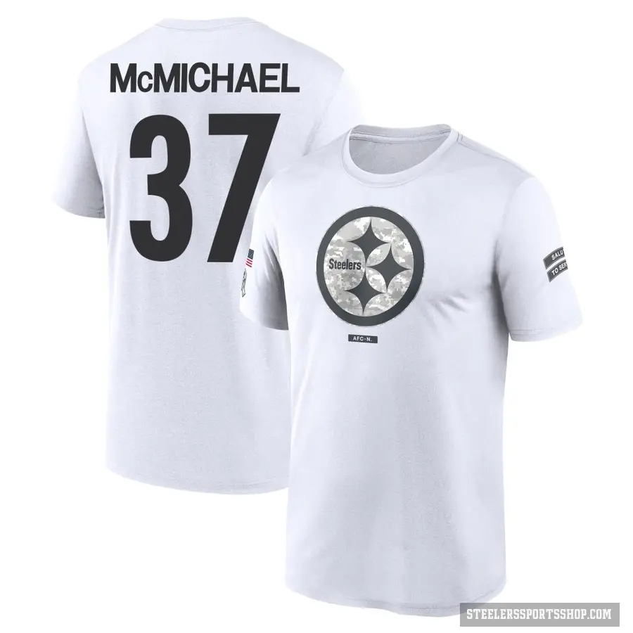 Youth ＃37 Kyler McMichael Pittsburgh Steelers White 2024 Salute to Service Performance T-Shirt