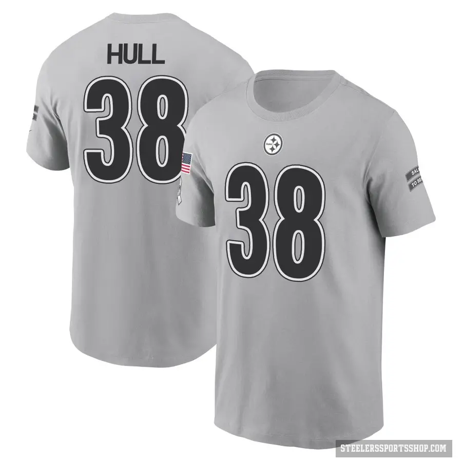 Youth ＃38 Evan Hull Pittsburgh Steelers Gray 2024 Salute to Service T-Shirt