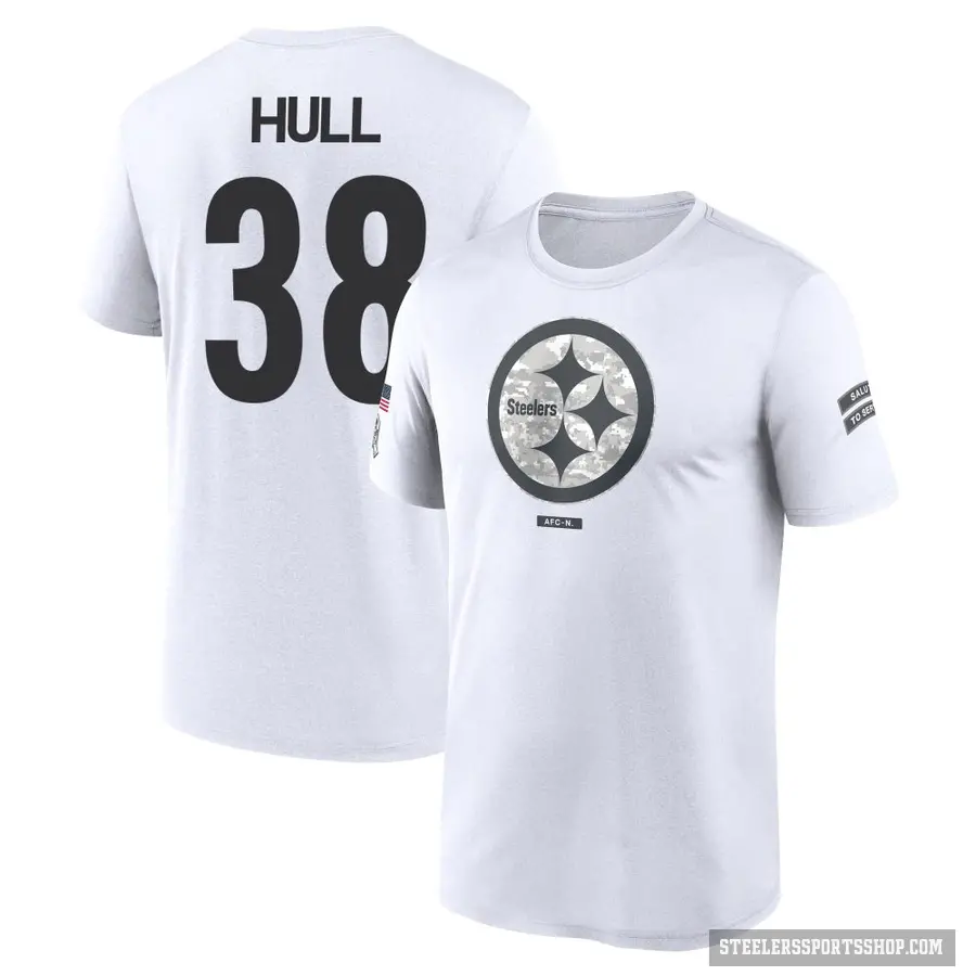 Youth ＃38 Evan Hull Pittsburgh Steelers White 2024 Salute to Service Performance T-Shirt