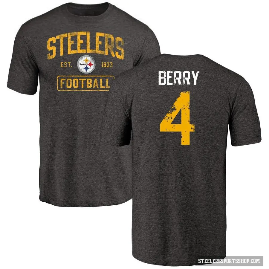 Youth ＃4 Jordan Berry Pittsburgh Steelers Black Distressed T-Shirt