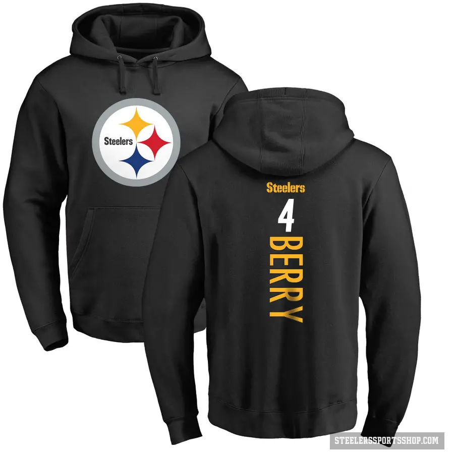 Youth ＃4 Jordan Berry Pittsburgh Steelers Black Pro Line Backer Pullover Hoodie