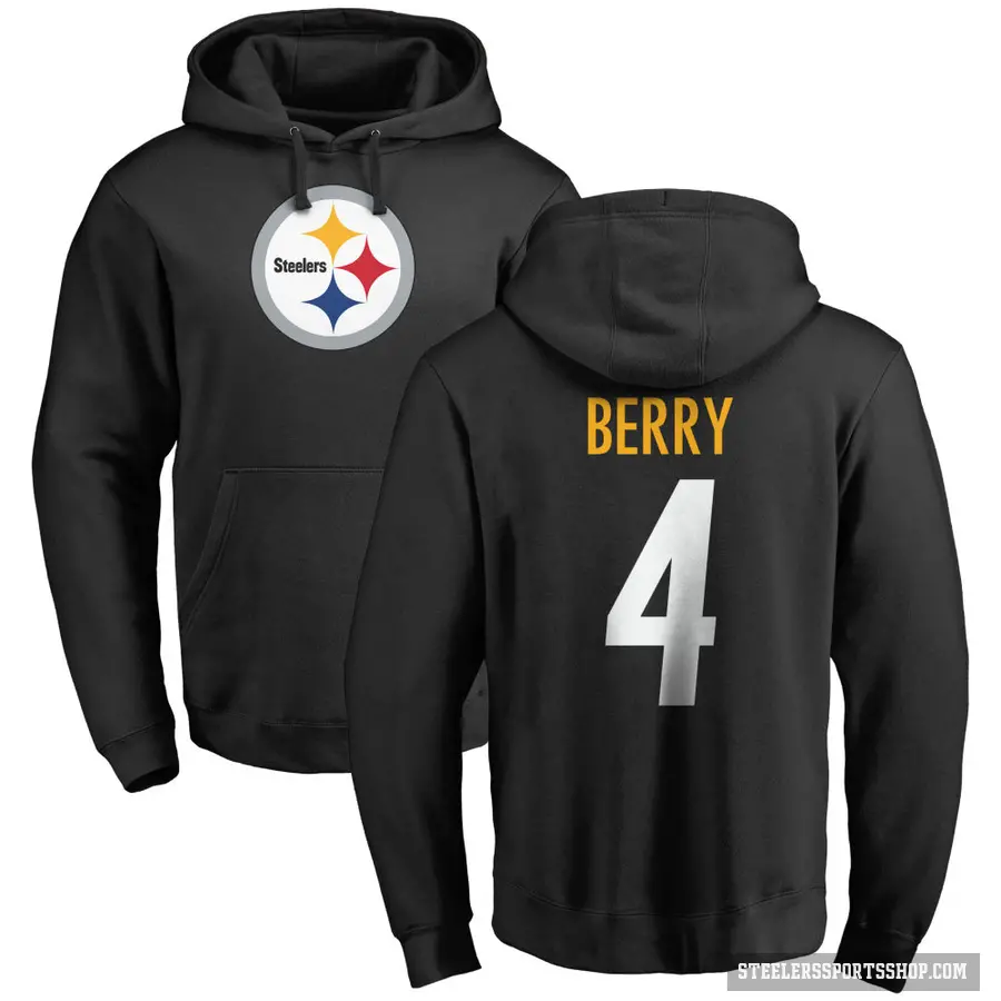 Youth ＃4 Jordan Berry Pittsburgh Steelers Black Pro Line Logo Pullover Hoodie