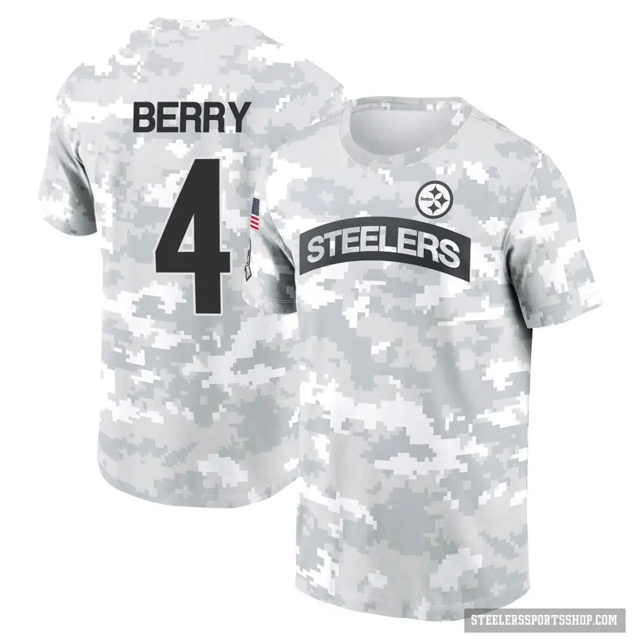 Youth ＃4 Jordan Berry Pittsburgh Steelers Camo Arctic 2024 Salute to Service Performance T-Shirt