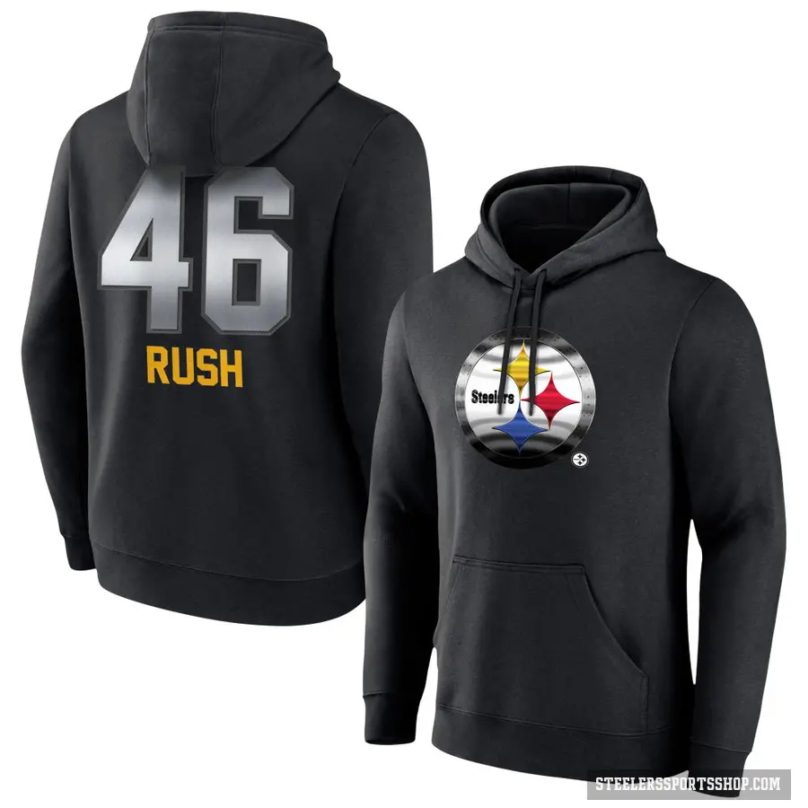 Youth ＃46 Thomas Rush Pittsburgh Steelers Black Midnight Mascot Pullover Hoodie