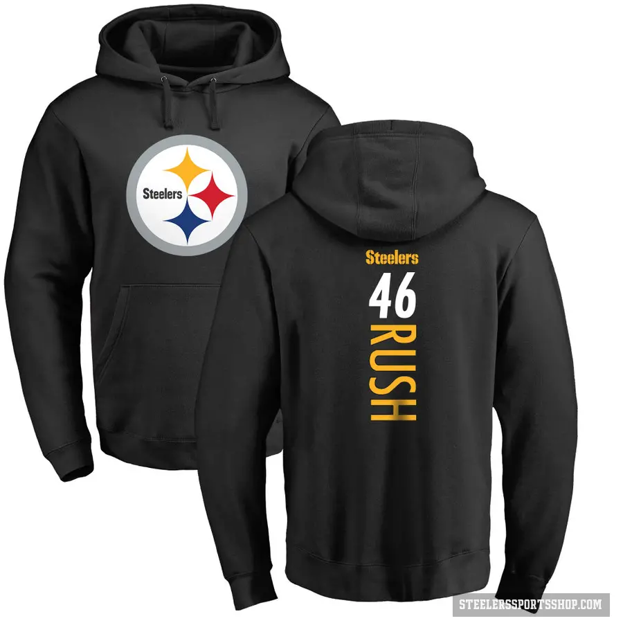 Youth ＃46 Thomas Rush Pittsburgh Steelers Black Pro Line Backer Pullover Hoodie