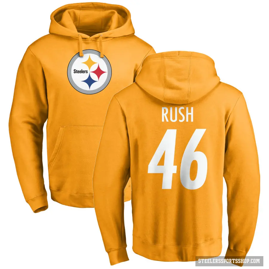 Youth ＃46 Thomas Rush Pittsburgh Steelers Gold Pro Line Name & Number Logo Pullover Hoodie