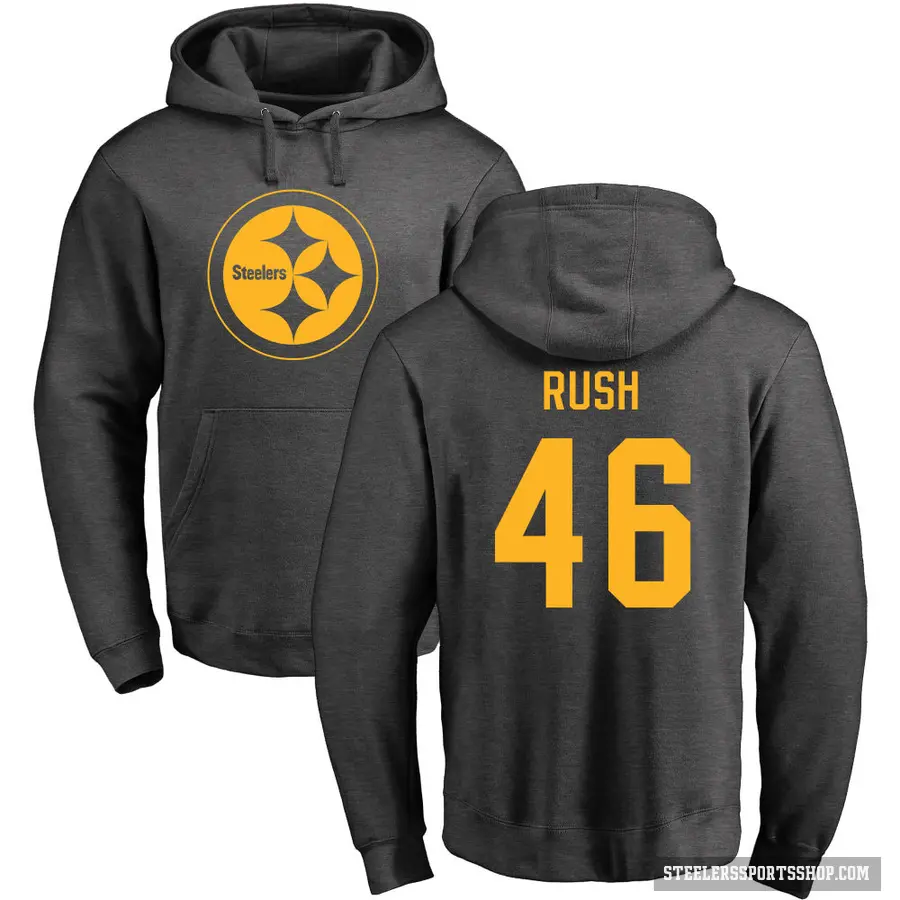 Youth ＃46 Thomas Rush Pittsburgh Steelers Pro Line by Branded Ash One Color Pullover Hoodie