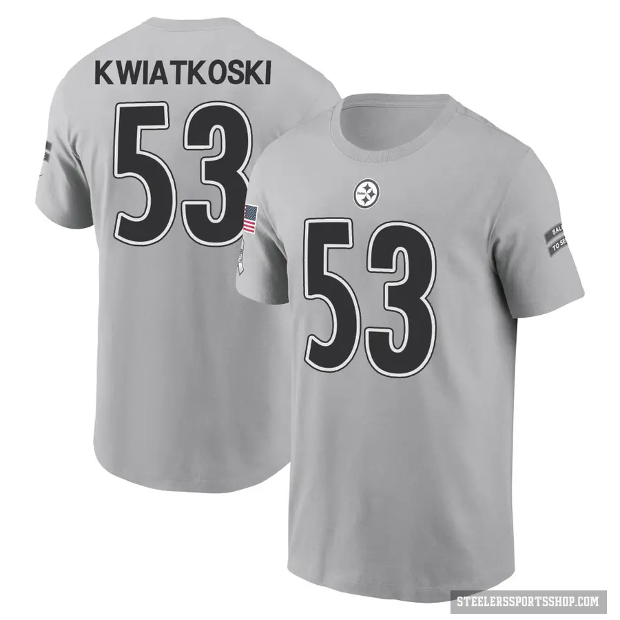 Youth ＃53 Nick Kwiatkoski Pittsburgh Steelers Gray 2024 Salute to Service T-Shirt