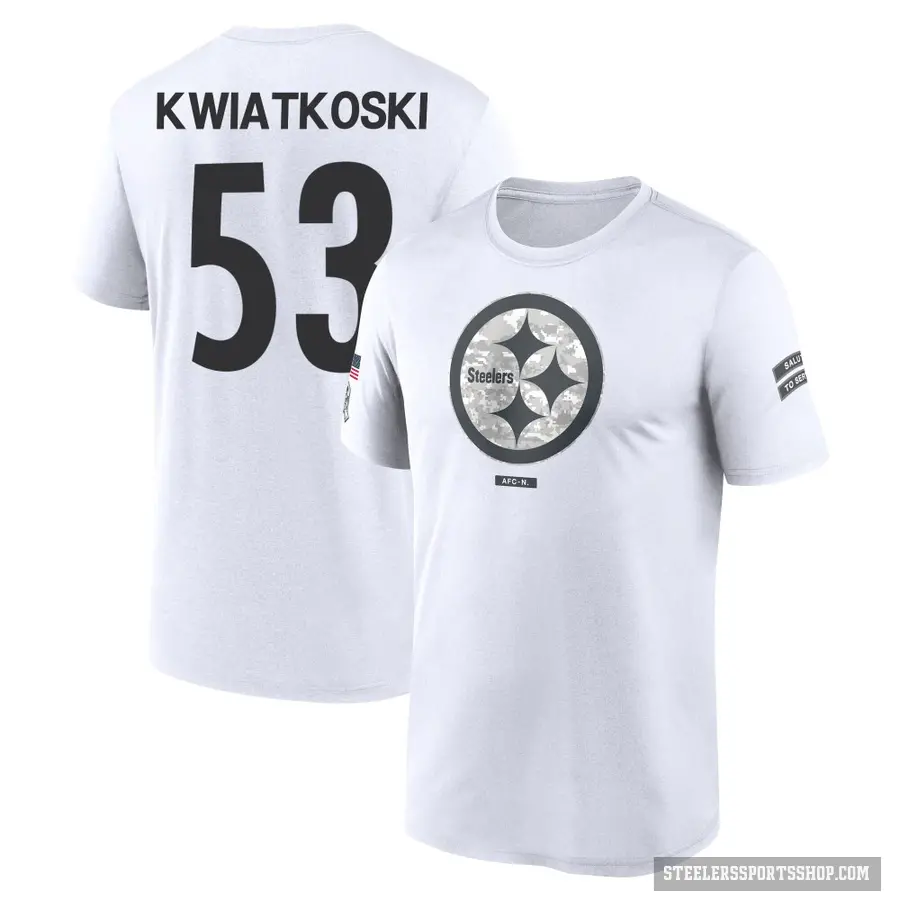 Youth ＃53 Nick Kwiatkoski Pittsburgh Steelers White 2024 Salute to Service Performance T-Shirt