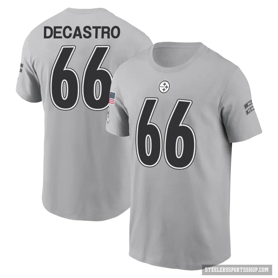 Youth ＃66 David DeCastro Pittsburgh Steelers Gray 2024 Salute to Service T-Shirt