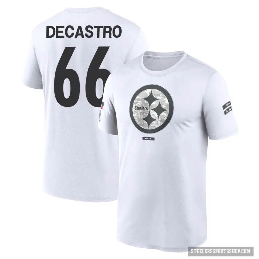 Youth ＃66 David DeCastro Pittsburgh Steelers White 2024 Salute to Service Performance T-Shirt
