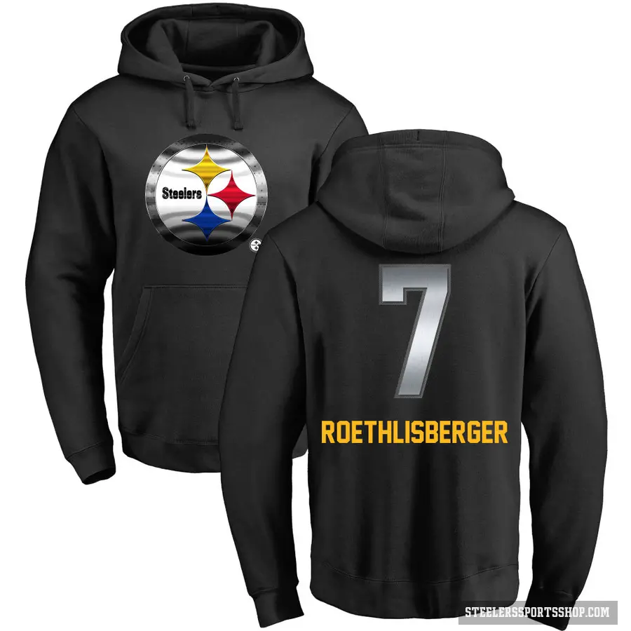 Youth ＃7 Ben Roethlisberger Pittsburgh Steelers Black Midnight Mascot Pullover Hoodie