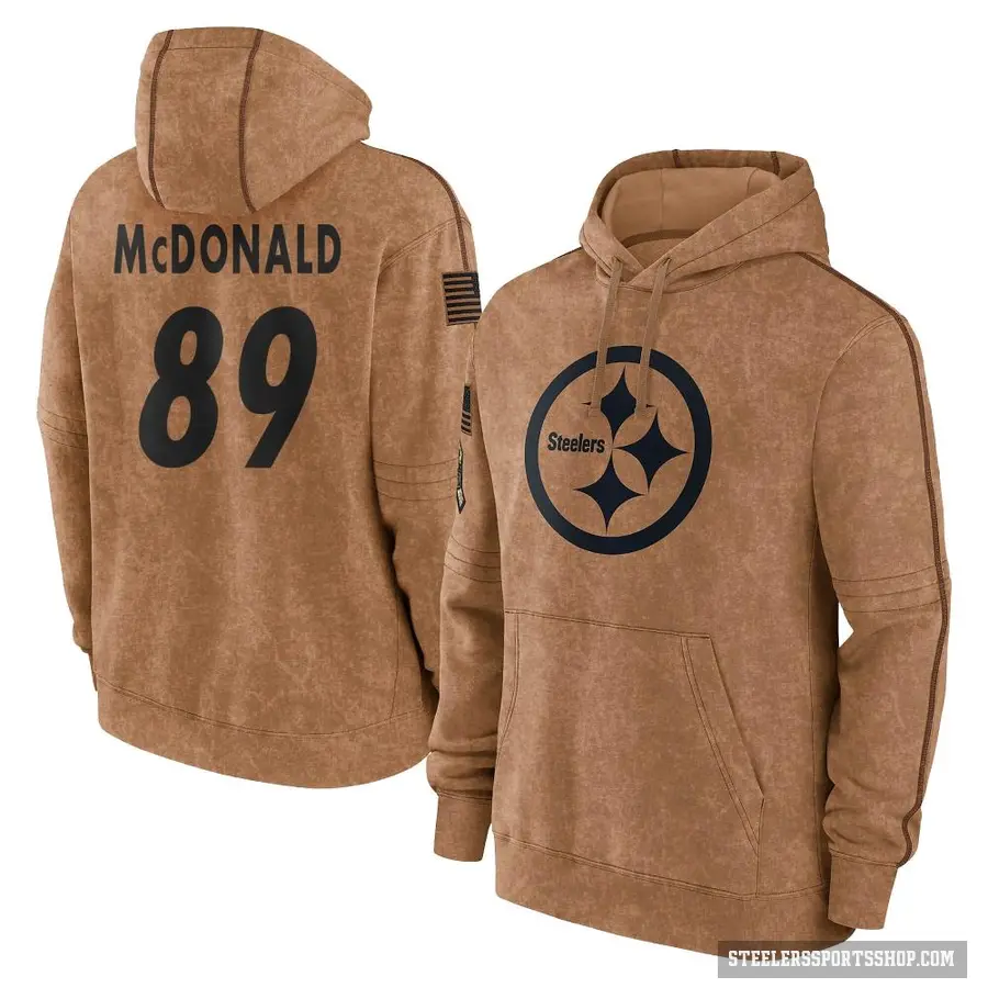 Youth ＃89 Vance McDonald Pittsburgh Steelers Brown 2023 Salute To Service Club Pullover Hoodie